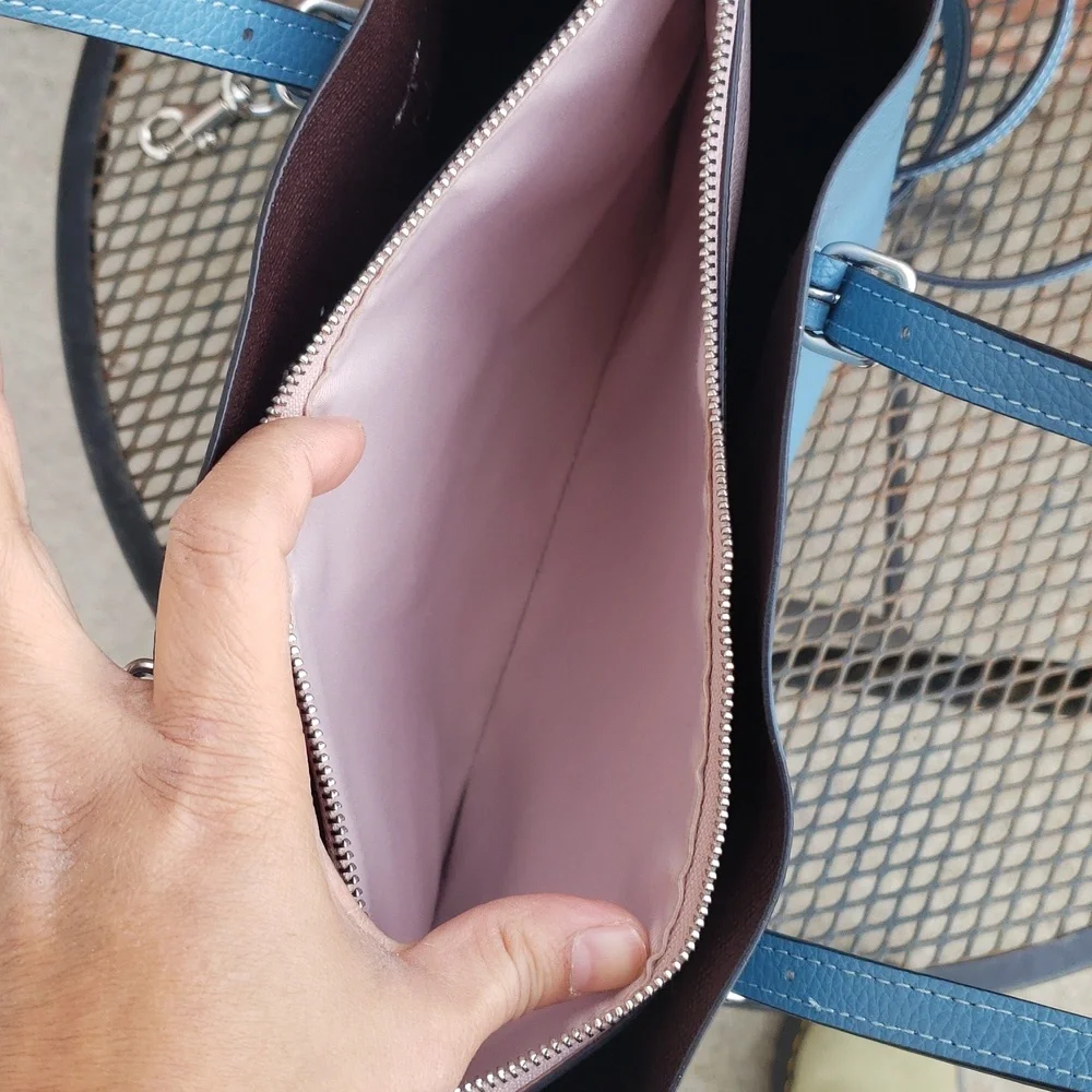 Coach Mollie Tote 25 Leather Satchel Convertible Bag Pacific Blue Designer - Picture 11 of 17